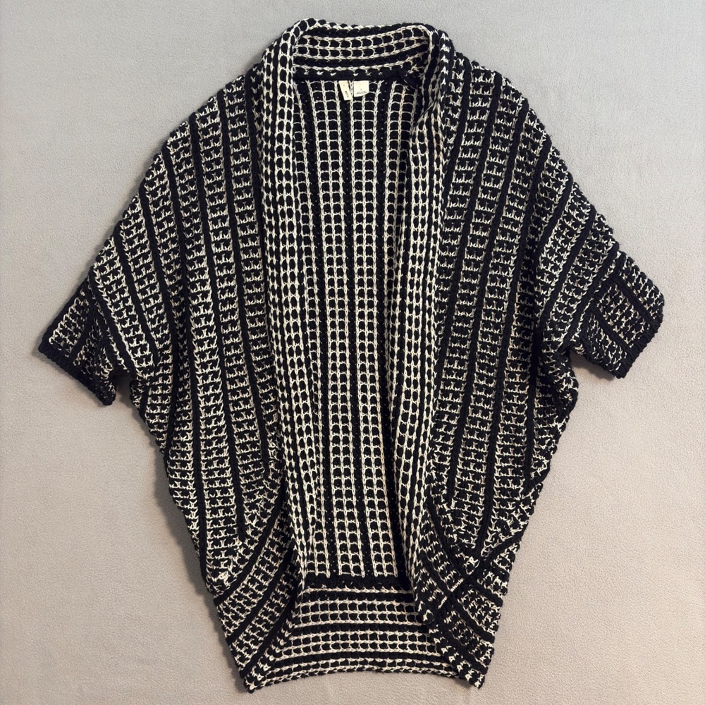 ANTHROPOLOGIE MOTH Women's WOOL Blend Open Front Knit Cardigan Oversized Small